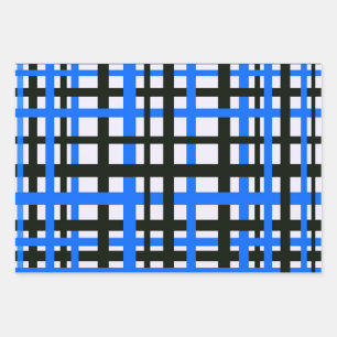 Schwarz-weiße blaue Streifen Geschenkpapier Set