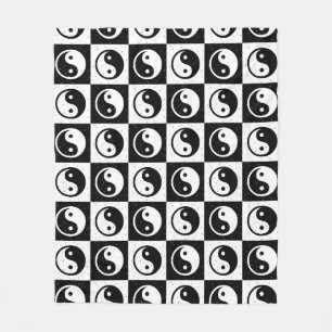 Schwarz-weiße Blockdruckaufzeichnung Yin-Yang Fleecedecke