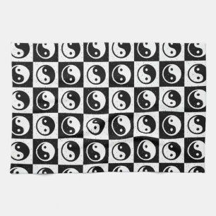 Schwarz-weiße Blockdruckaufzeichnung Yin-Yang Geschirrtuch