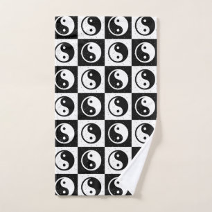 Schwarz-weiße Blockdruckaufzeichnung Yin-Yang Handtuch