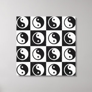 Schwarz-weiße Blockdruckaufzeichnung Yin-Yang Leinwanddruck