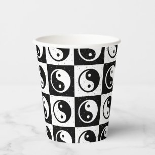 Schwarz-weiße Blockdruckaufzeichnung Yin-Yang Pappbecher