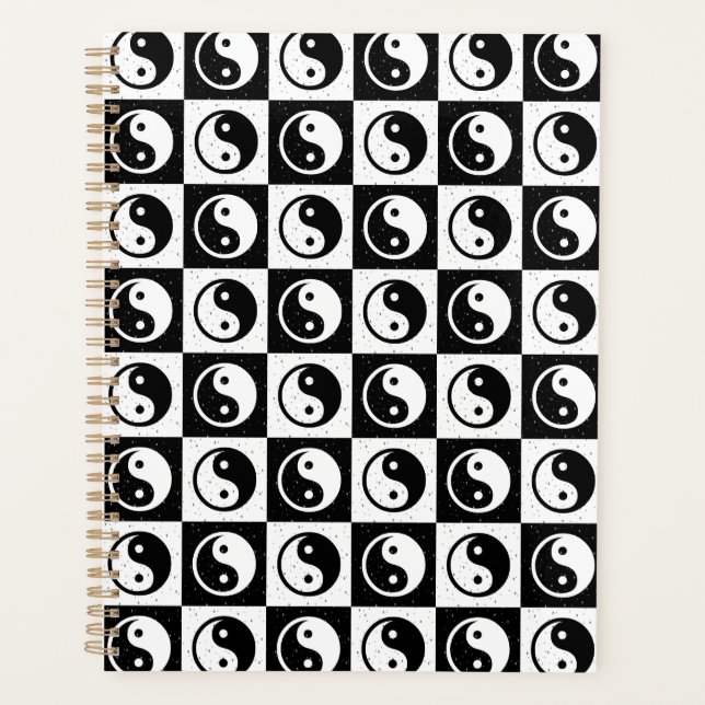 Schwarz-weiße Blockdruckaufzeichnung Yin-Yang Planer (Vorderseite)