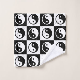 Schwarz-weiße Blockdruckaufzeichnung Yin-Yang Waschlappen