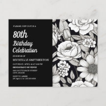 Schwarz-weiße Blume 80. Geburtstag