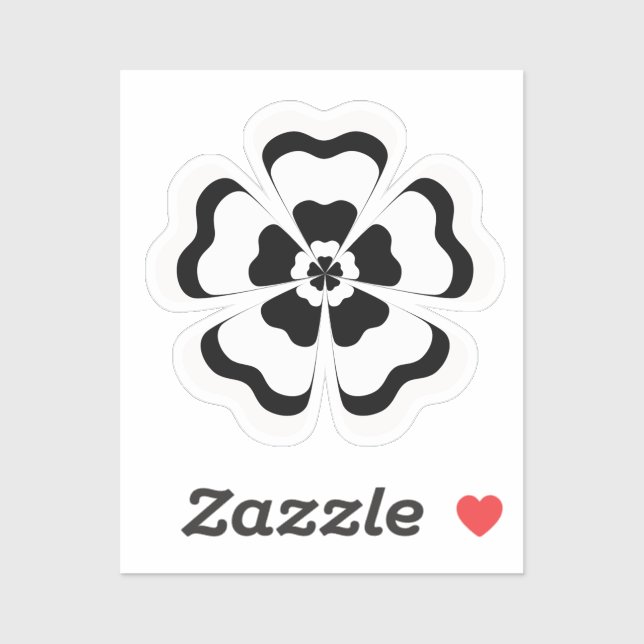 Schwarz-weiße Blume Form Monogramm Aufkleber (Blatt)