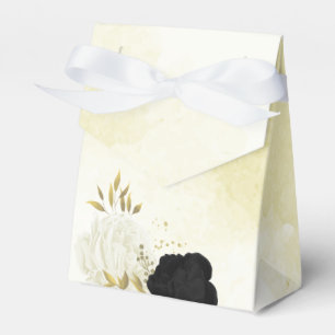 Schwarz-weiße Blume Gold Blätter Hochzeit Geschenkschachtel