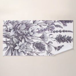 Schwarz-Weiße Blumen Badhandtuch Set