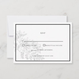 Schwarz-weiße Blumen-Einfache Hochzeit-RSVP-Karte RSVP Karte