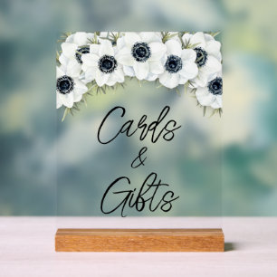 Schwarz-weiße Blumen-Hochzeitsdusche-Karten und Ge Acrylschild