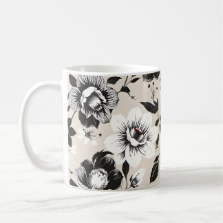 Schwarz-weiße Blumen Kaffeetasse