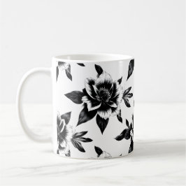 Schwarz-weiße Blumen Kaffeetasse