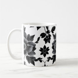 Schwarz-weiße Blumen Kaffeetasse
