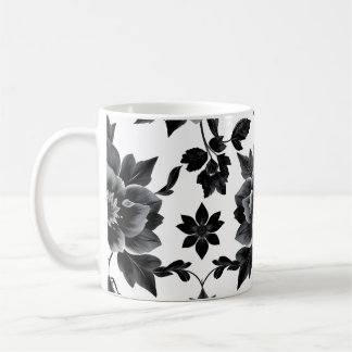Schwarz-weiße Blumen Kaffeetasse
