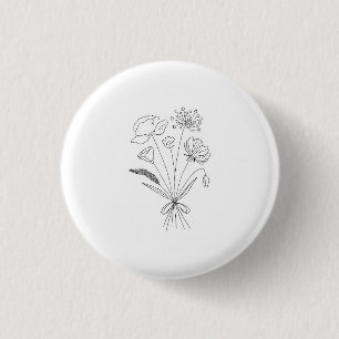 Schwarz-weiße Blumenbouquet, Blumen, floral Button