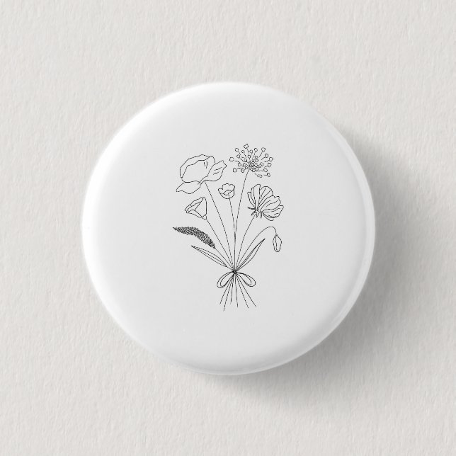 Schwarz-weiße Blumenbouquet, Blumen, floral Button (Vorderseite)