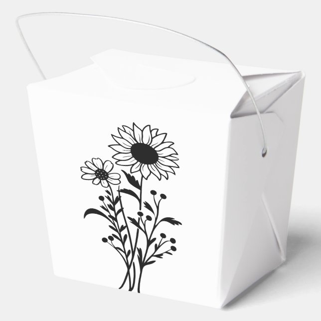 Schwarz-weiße Blumenfeier Geschenkschachtel (Rückseite)