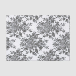 Schwarz-weiße Blumenkollage viktorianisch Seidenpapier