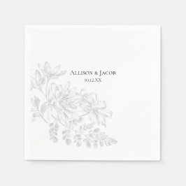 Schwarz-weiße Blumenstrasse Zeichnend Hochzeit Nap Serviette