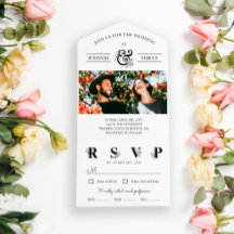 Schwarz-weiße Blumenverkleidung und Foto Hochzeit