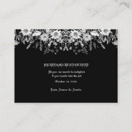 Schwarz-weiße BlumenWedding Bridesmaid Begleitkarte