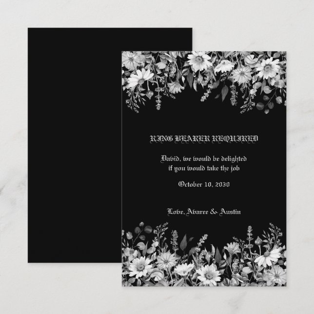 Schwarz-weiße Blumenzellenverkleidung Dankeskarte (Vorne/Hinten)