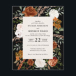 Schwarz-weiße Blumenzettel laden Sie ein Flyer<br><div class="desc">Budget rustikale Aquarellblumen Hochzeit einladen und Details Karte. Mit schönem Rost,  Terrakotta,  Rosa rot,  schwarz,  Naturcreme und Salbei grüne Pampas Gras Eukalyptus Aquarell Details. Diese moderne Hochzeitsfeier lädt zum Set des Stils für Ihren großen Tag ein.</div>