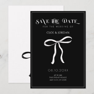 Schwarz-weiße Bogenband-Hochzeit Save The Date