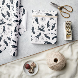 Schwarz-weiße Boho Moon-Hand Geschenkpapier