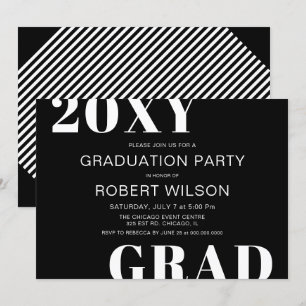Schwarz-weiße Bold Typografy Graduation Party Einladung