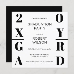 Schwarz-weiße Bold Typografy Graduation Party Invi Einladung