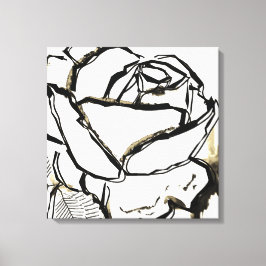 Schwarz-weiße braune Rose Feine Kunst Moderne Mini Leinwanddruck