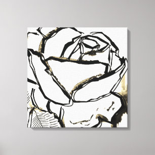 Schwarz-weiße braune Rose Feine Kunst Moderne Mini Leinwanddruck