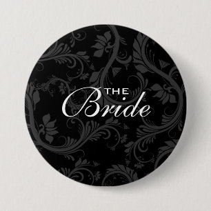 Schwarz-weiße Braut "Brautparty" Hochzeit Button