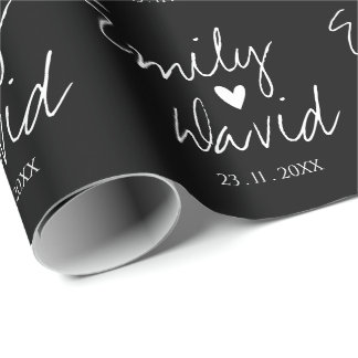 Schwarz-weiße Brautpaare Geschenkpapier