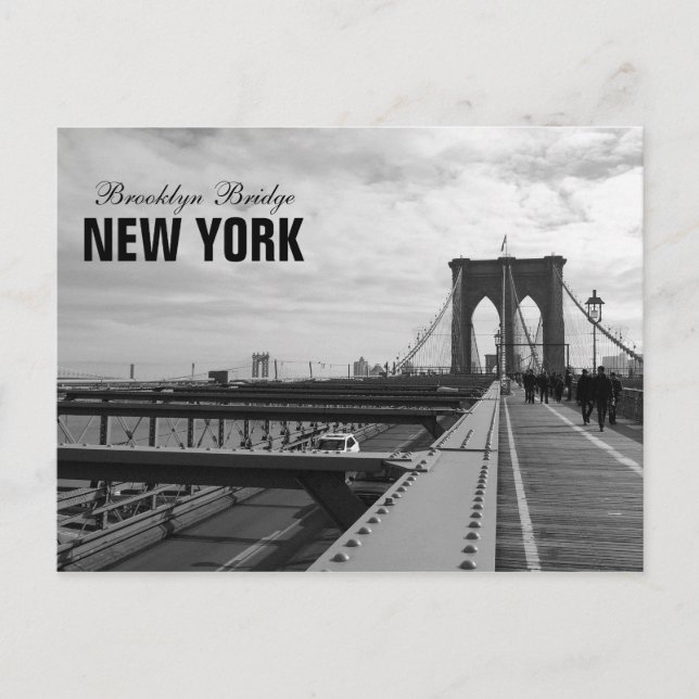 Schwarz-weiße Brooklyn-Brücke - NY New York nr 1 Postkarte (Vorderseite)