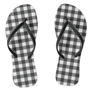 Schwarz-weiße Buffalo-Karo-Schlappen Flip Flops