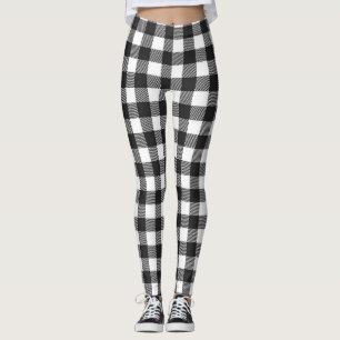 Schwarz-weiße Büffel-Karo-Leggings Leggings