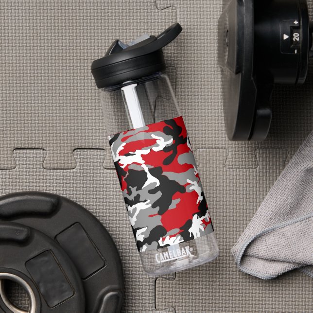 Schwarz-weiße Camouflage Camelbak Wasser Flasche (Fitnessstudio)