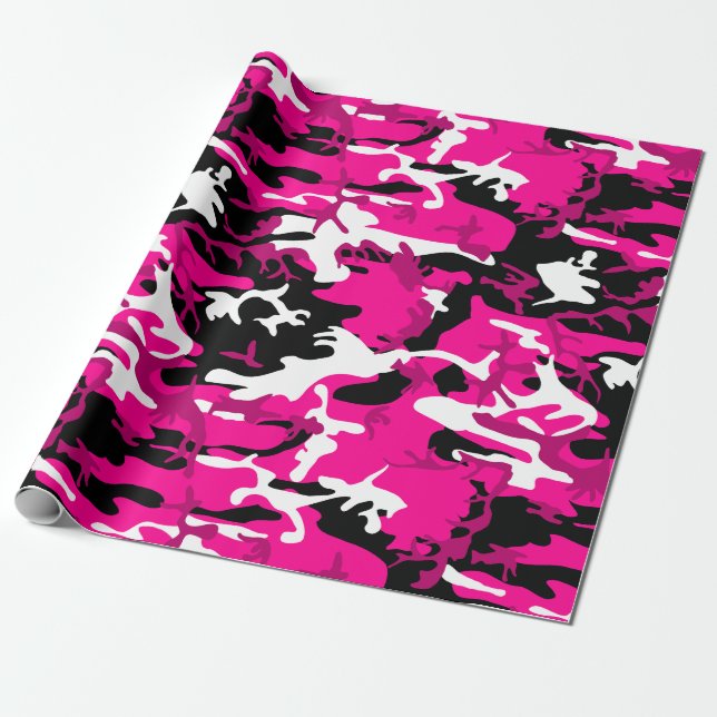 Schwarz-weiße Camouflage Geschenkpapier (Ungerollt)