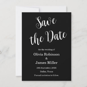 Schwarz-weiße Casual-Hochzeit Save The Date