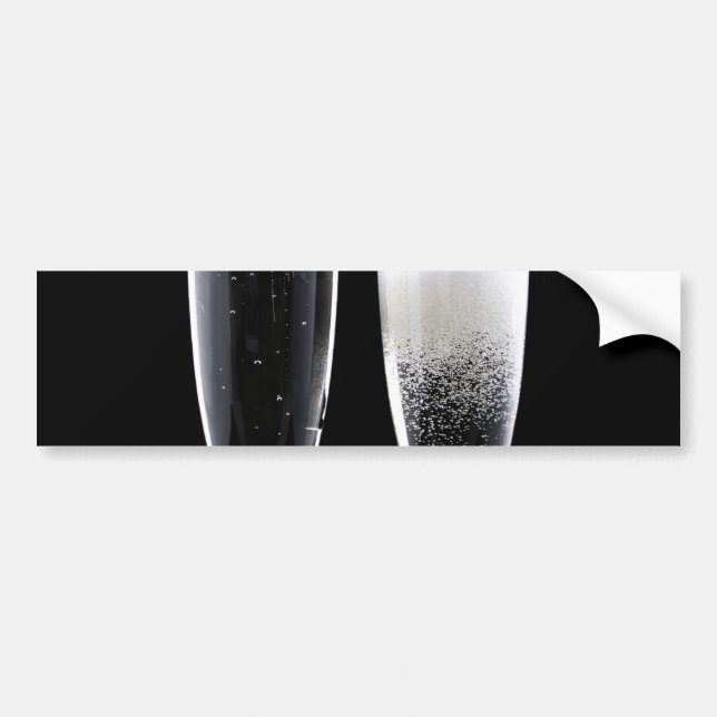 Schwarz-weiße Champagner Flaschenbrille Festlich Autoaufkleber (Vorne)