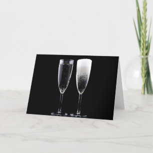 Schwarz-weiße Champagner Flaschenbrille Festlich Feiertagskarte
