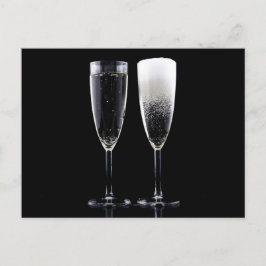 Schwarz-weiße Champagner Flaschenbrille Festlich Postkarte