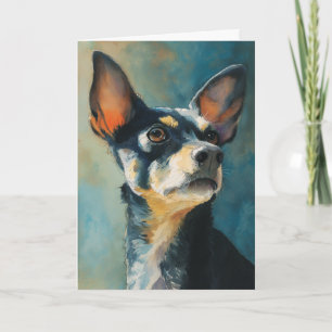 Schwarz-weiße Chihuahua-Wasserfarben-Porträt Karte