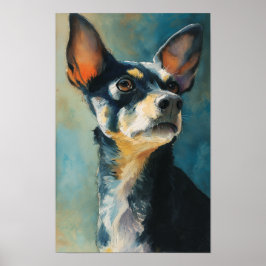 Schwarz-weiße Chihuahua-Wasserfarben-Porträt Poster