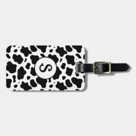 Schwarz-weiße Cow Print Monogram Gepäckanhänger