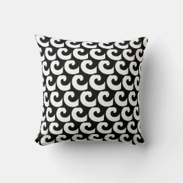 Schwarz-weiße Curl Spiral Minimalistisches Kissen