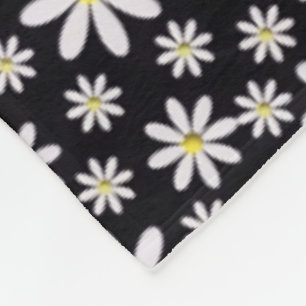 Schwarz-weiße Daisy-Sherpa-Decke Fleecedecke