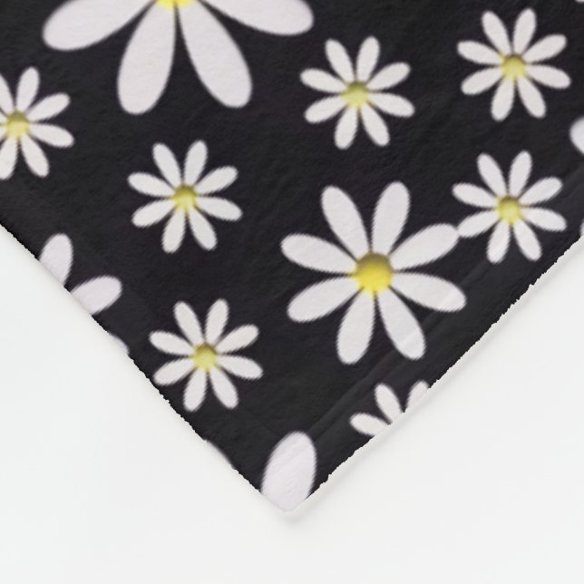 Schwarz-weiße Daisy-Sherpa-Decke Fleecedecke (Ecke)